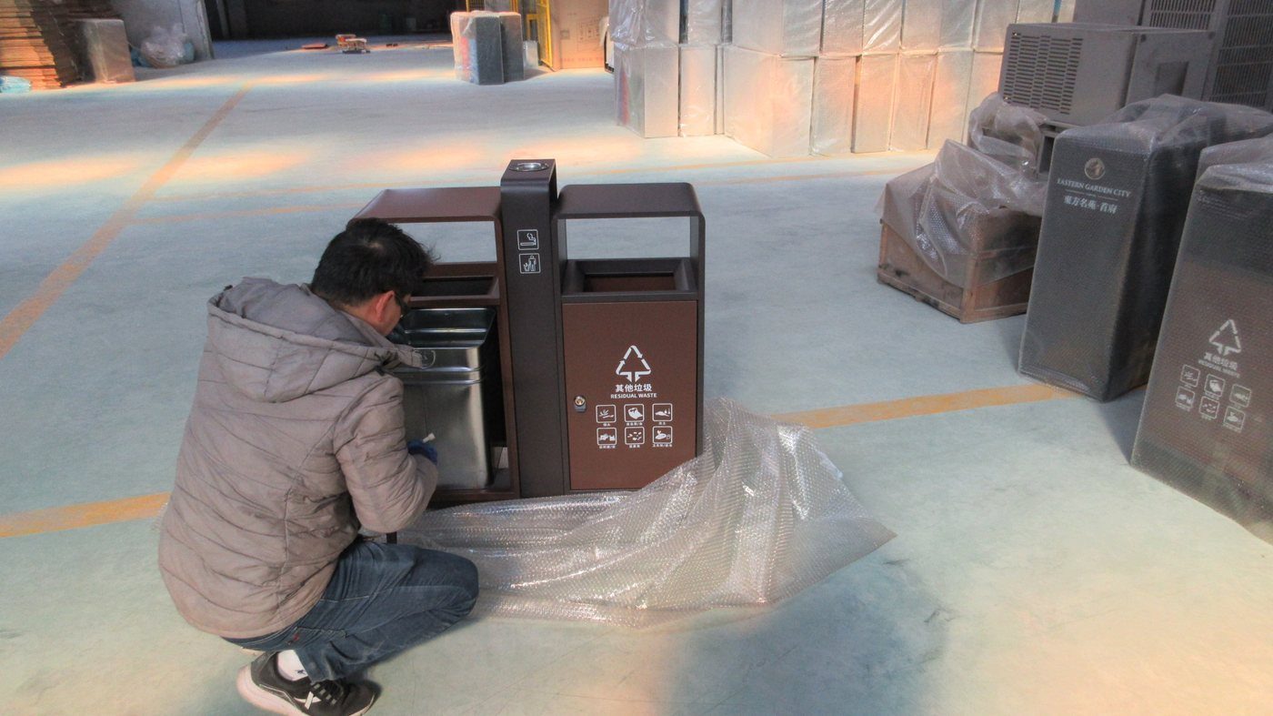 Finished bin being packed