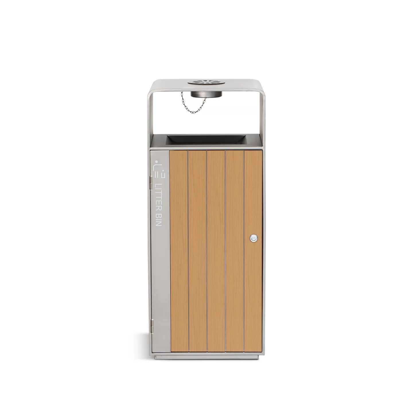 dark gray outdoor trash bin with PS wood-look slats - OTM-02C