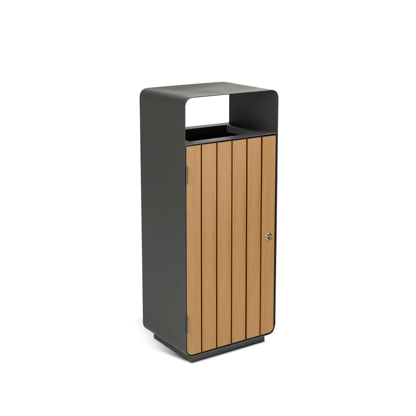 OTM-04HS 50L park trash can with PS wood-look slats